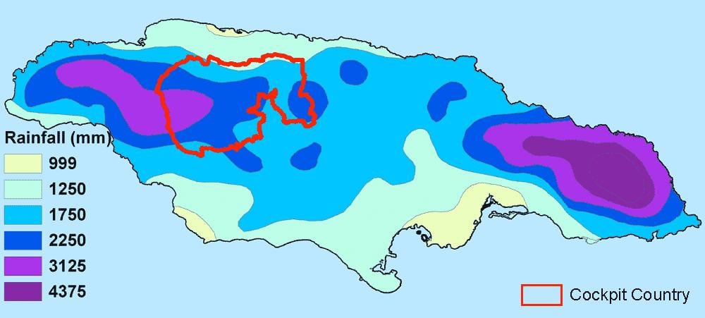 地図のジャマイカの気候