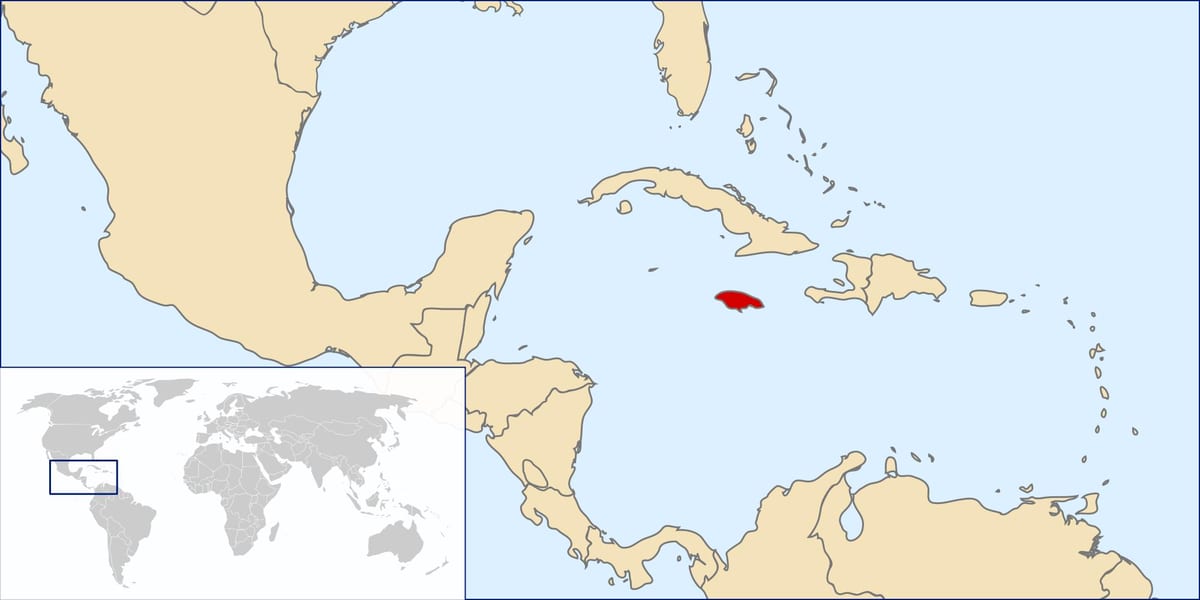 ジャマイカ国の世界地図