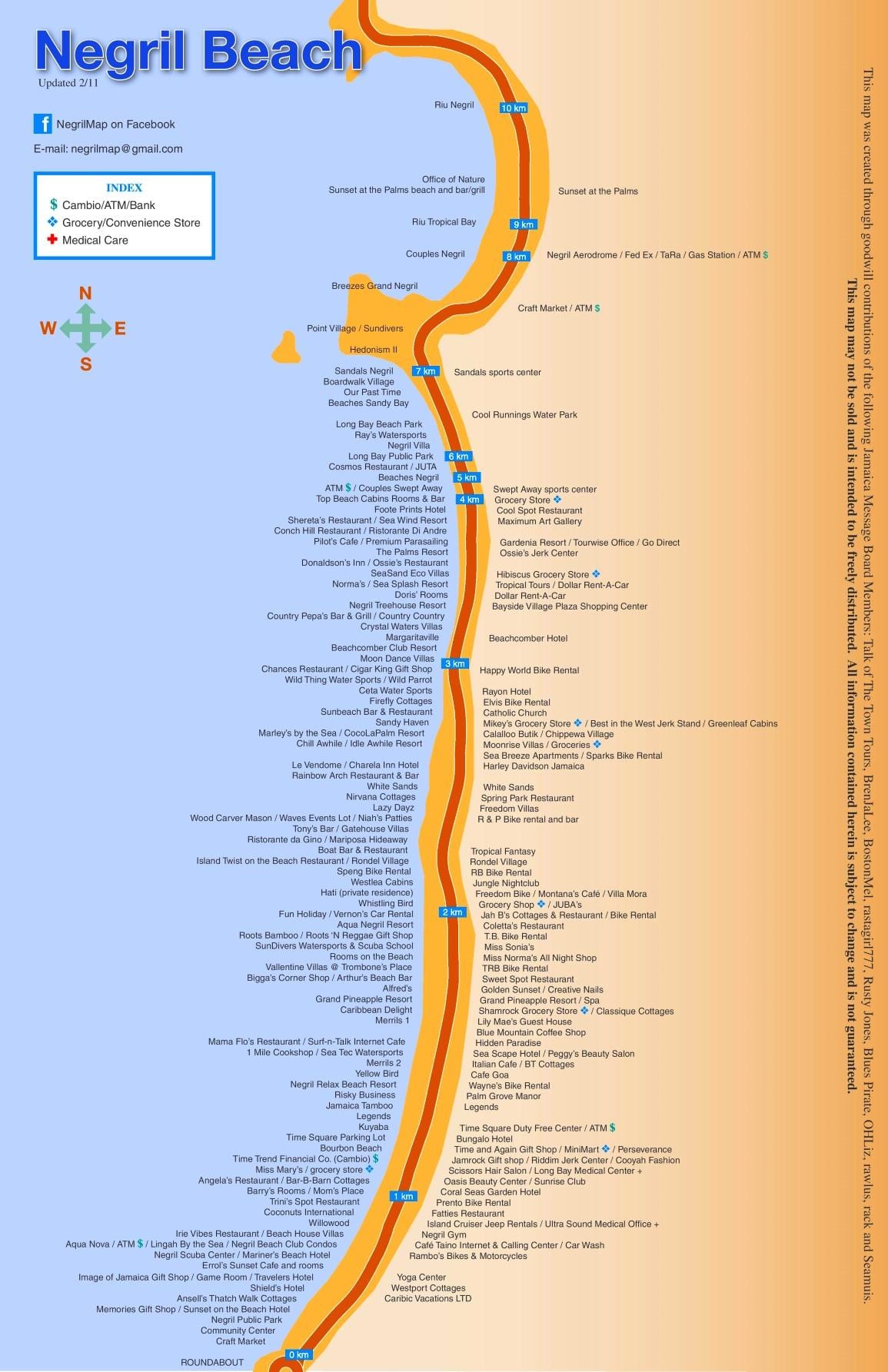 地図のリゾートネグリジャマイカ