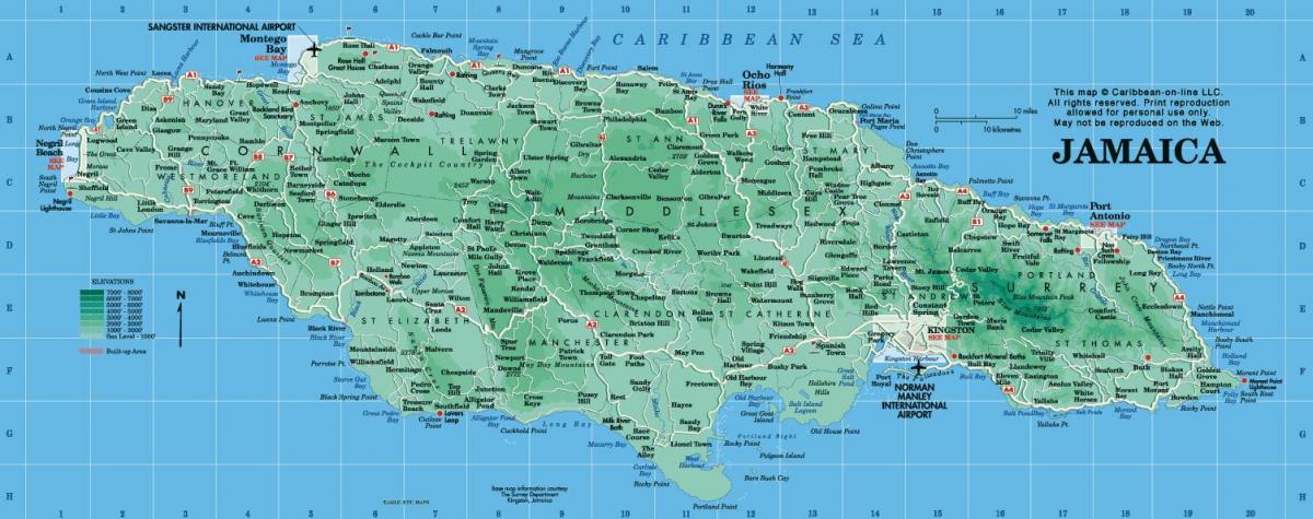 地図のジャマイカ