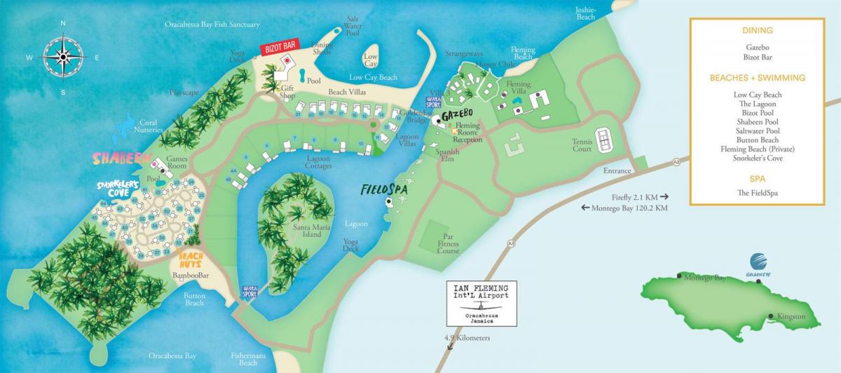 地図のジャマイカのリゾート
