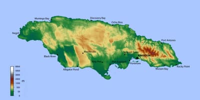 地図のジャマイカに上昇 