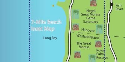 地図のネグリジャマイカ7マイルビーチ