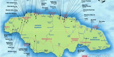 地図の血合ベイジャマイカのリゾート 