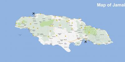 地図のジャマイカの空港とリゾート