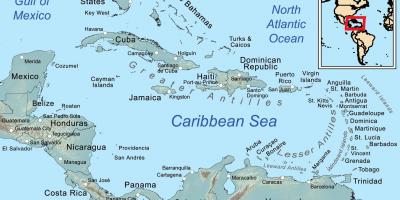地図のジャマイカとその周辺の島々