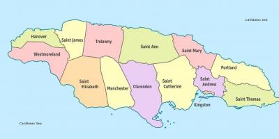 地図のジャマイカと教区や都