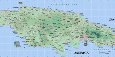 物理地図のジャマイカ示山